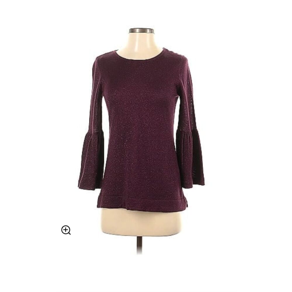 Calvin Klein Burgundy Shimmer Bell Sleeve Crew Neck Sweater Woman's Size M